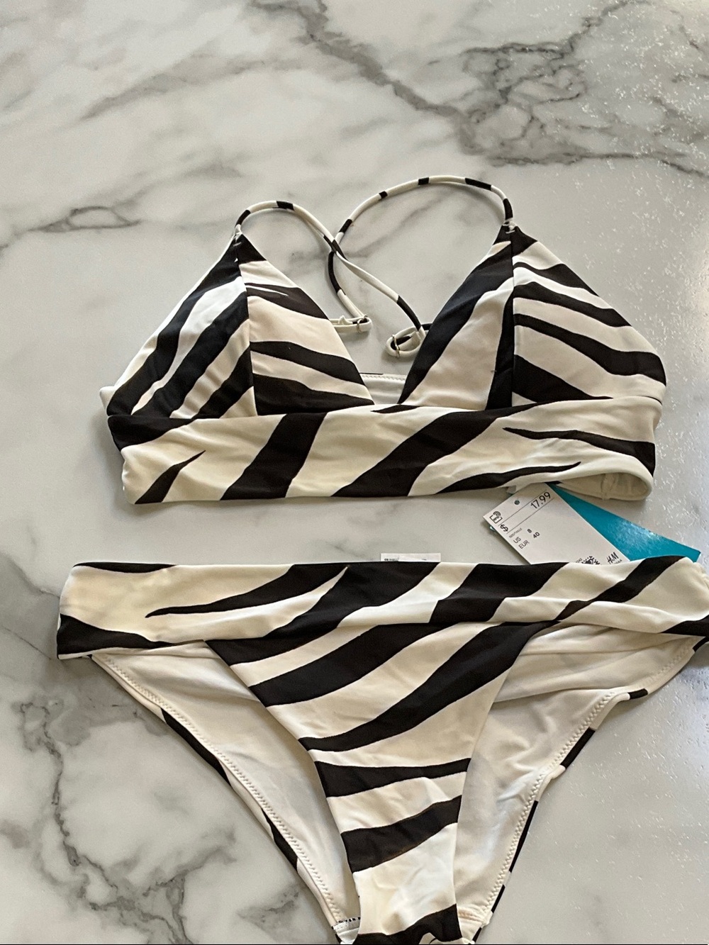 H&M Black & White Zebra Print Bikini